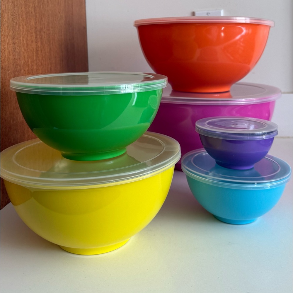 Williams Sonoma 
Colorful Melamine Mixing Bowl Set with Lids